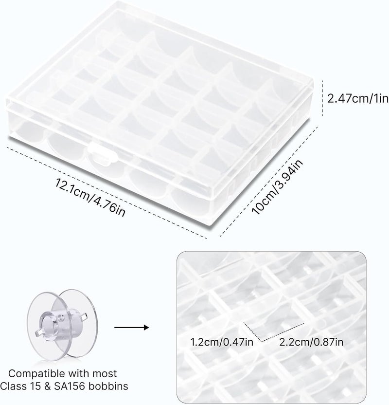 Opret 25 Slots Bobbin Organizer, Transparent Plastic Bobbin Case, Empty Spools Box For Sewing Supplies, 4 Pack, Compatible With Class 15 & SA156 Bobbins - Image 2